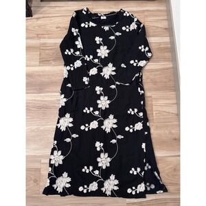 XIMO Black Floral Print Midi Dress Long Sleeve Bohemian Women's Size M x2